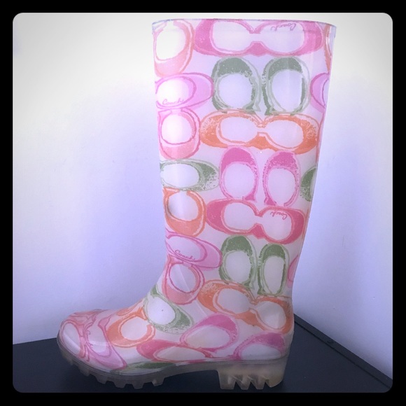 coach rubber rain boots